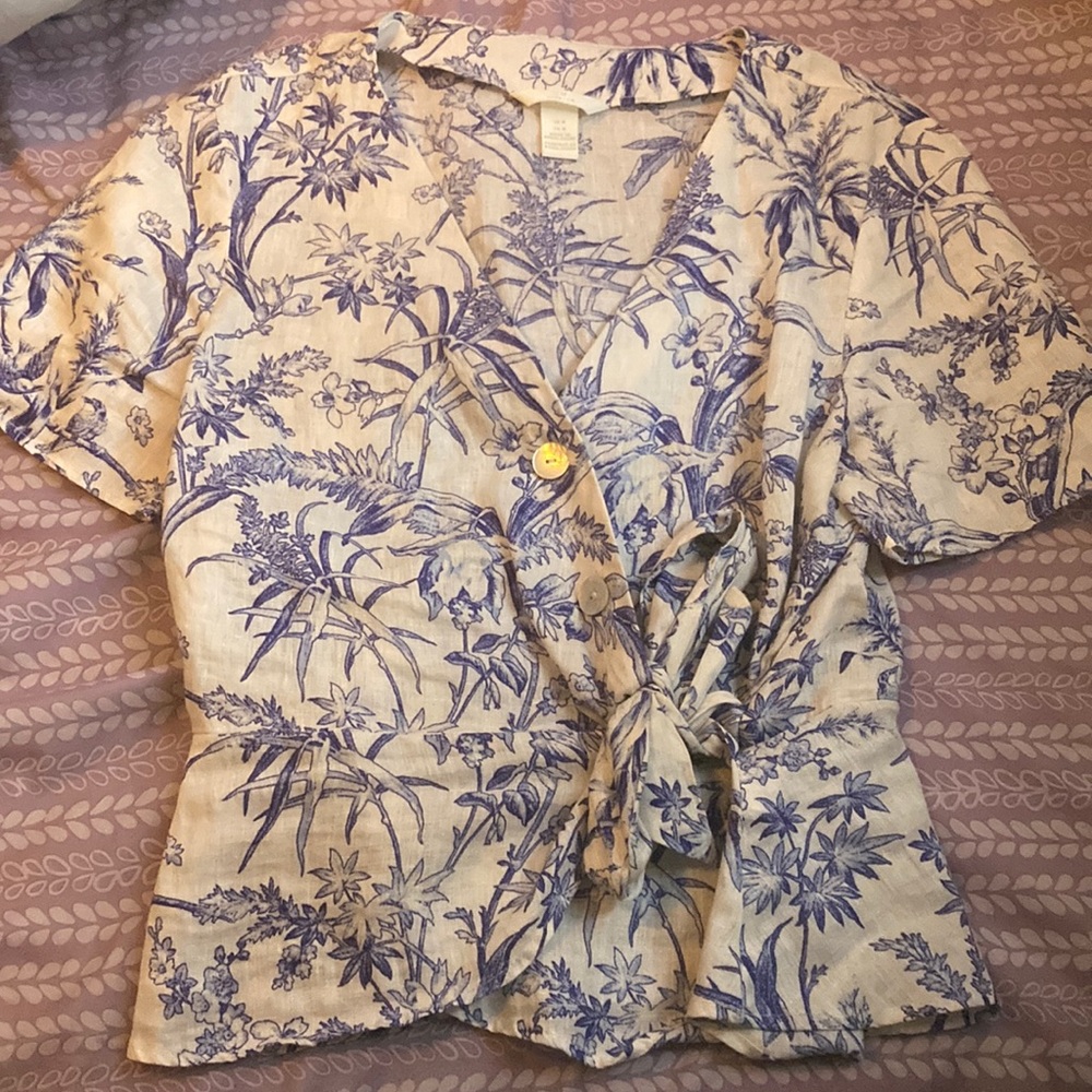 Purple and cream, cute, linen material